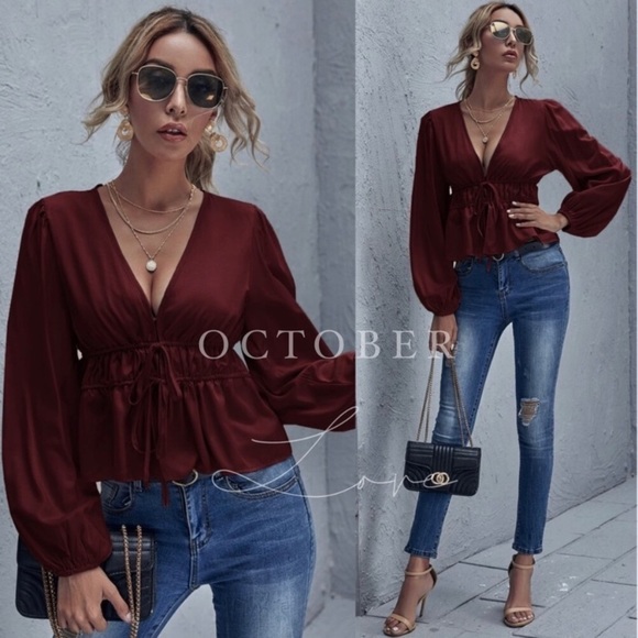 Burgundy Fashion Top - Picture 1 of 5
